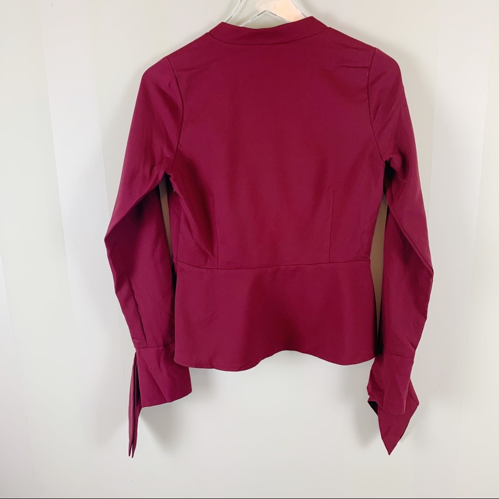 Line & Dot Surplice Faux Wrap Holiday Top Size Small Red NWT Sample - Picture 4 of 7